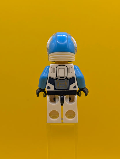 Astronaut cty1707 Female, White Spacesuit with Dark Azure Arms, Dark Azure Helmet, Trans-Clear Visor, Dark Azure Jet Pack, Hearing Aid City Lego Minifigure