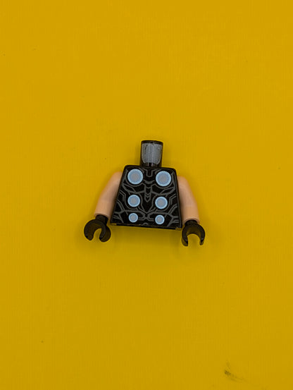 Torso Armor with 6 Metallic Light Blue, Bright Light Blue and White Circles, Dark Bluish Gray Contour Lines Pattern / Light Nougat Arms / Black Hands 973pb3058c01 Lego