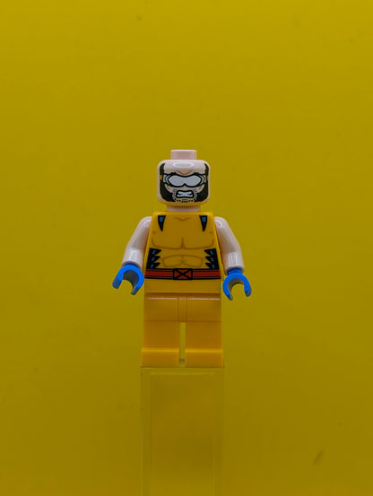 Wolverine sh0805 Bright Light Orange and Black Mask, Blue Hands Marvel Lego Minifigure