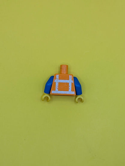 Torso Safety Vest with Reflective Crossed Stripes over Blue Shirt Pattern / Blue Arms / Yellow Hands 973pb1561c01 Lego