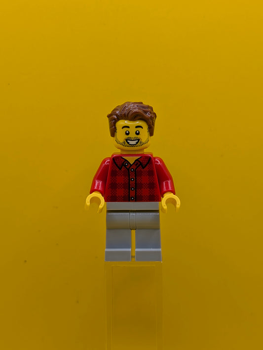 Rob the Fan Designer idea226 Red Plaid Flannel Shirt, Light Bluish Gray Legs Idea Lego Minifigure