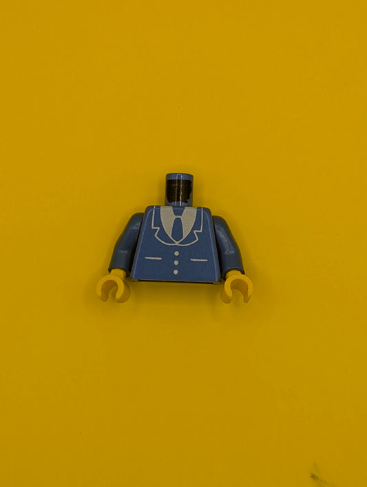 Torso Suit Jacket with Buttons and Pockets over White Shirt, Tie Pattern / Blue Arms / Yellow Hands 973p18c01 Lego
