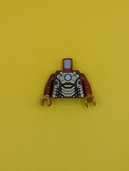 Torso Armor with White Circle and Gold Plates (Mark 42) Pattern / Dark Red Arms / Pearl Gold Hands 973pb1390c01 Lego