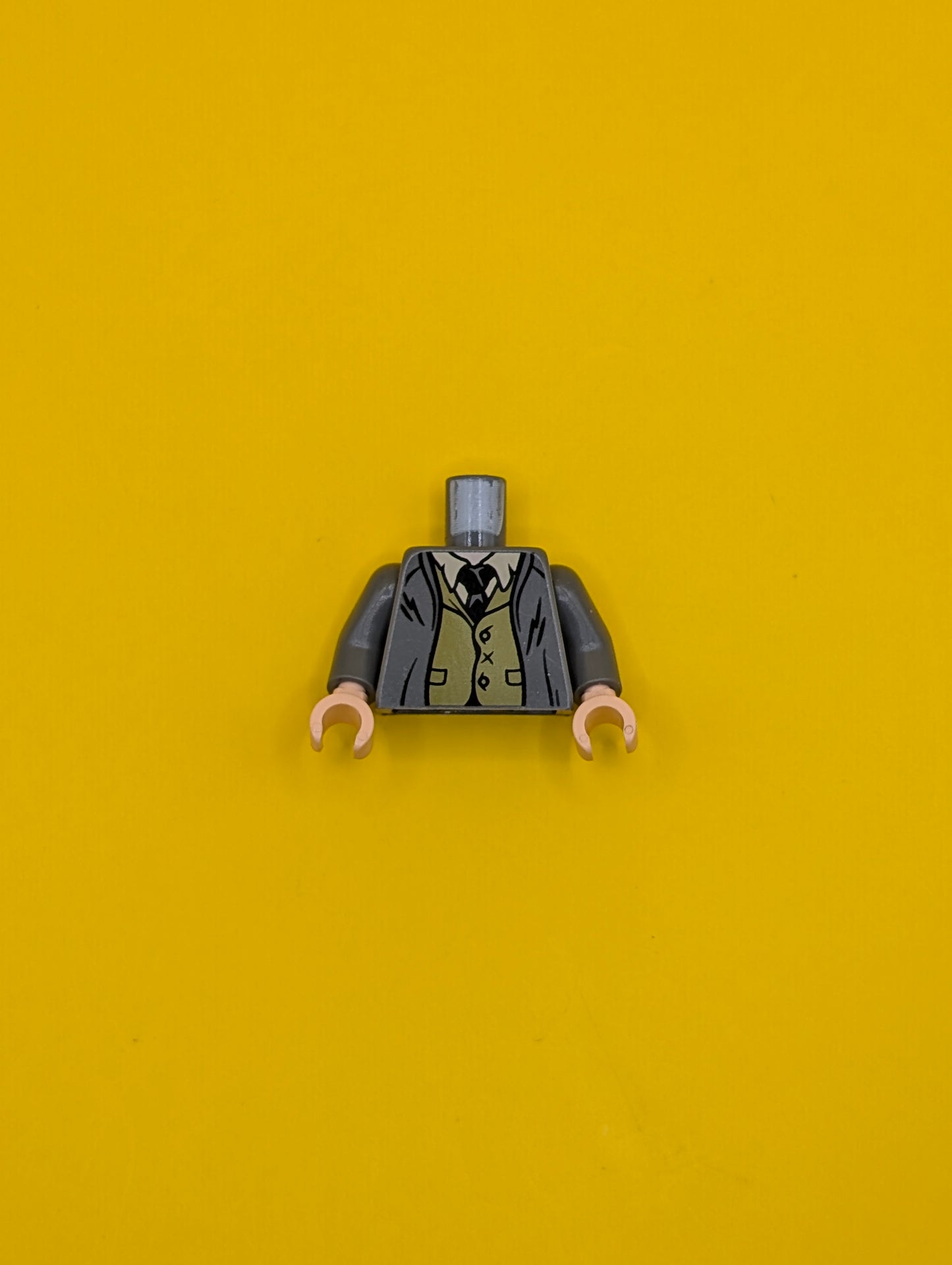 Torso Suit Jacket Open over Olive Green Vest, Tan Shirt, Black Tie, Light Nougat Neck Pattern / Dark Bluish Gray Arms / Light Nougat Hands 973pb3220c01 Lego