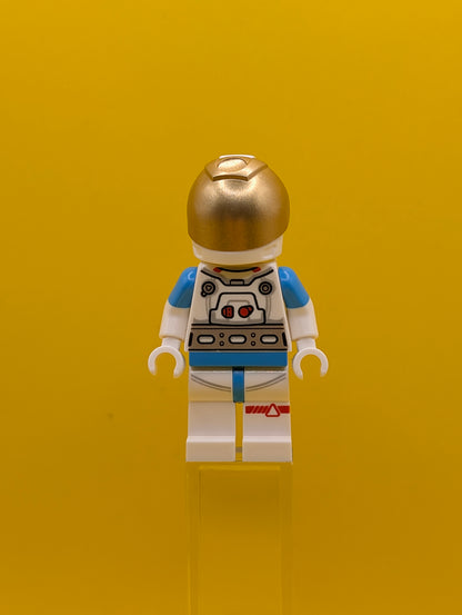 Lunar Research Astronaut cty1408 Female, White and Dark Azure Suit, White Helmet, Metallic Gold Visor, Freckles City Lego Minifigure