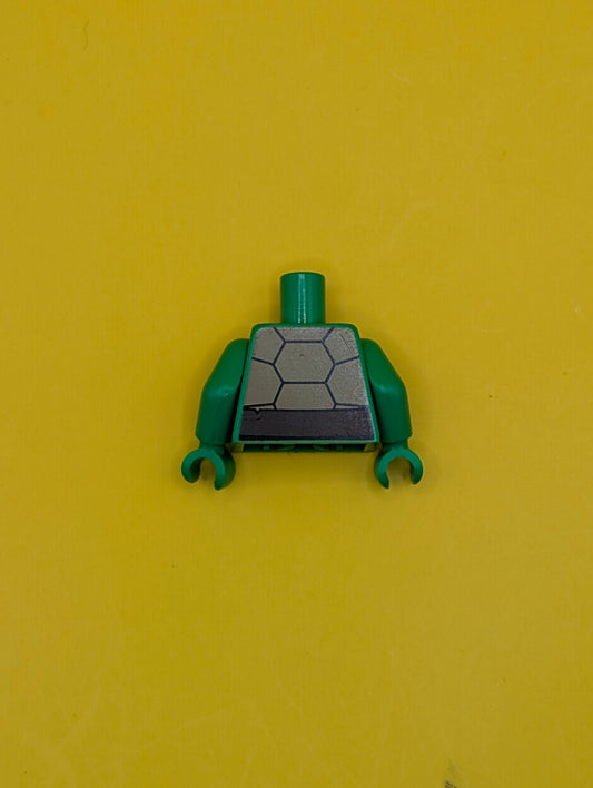 Torso Tan and Dark Tan Turtle Shell, Dark Brown Belt Pattern / Bright Green Arms / Bright Green Hands 973pb1363c01 Lego
