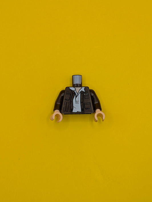 Torso SW Open Jacket with Pockets and Gadgets and White Open Undershirt with Collar Pattern / Dark Brown Arms / Light Nougat Hands 973pb2121c01 Lego