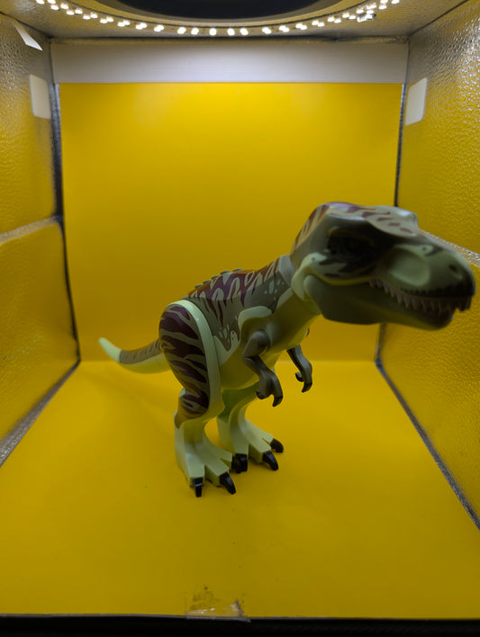 Dinosaur Tyrannosaurus trex09 rex with Olive Green Back and Dark Red Markings Jurassic Lego Minifigure