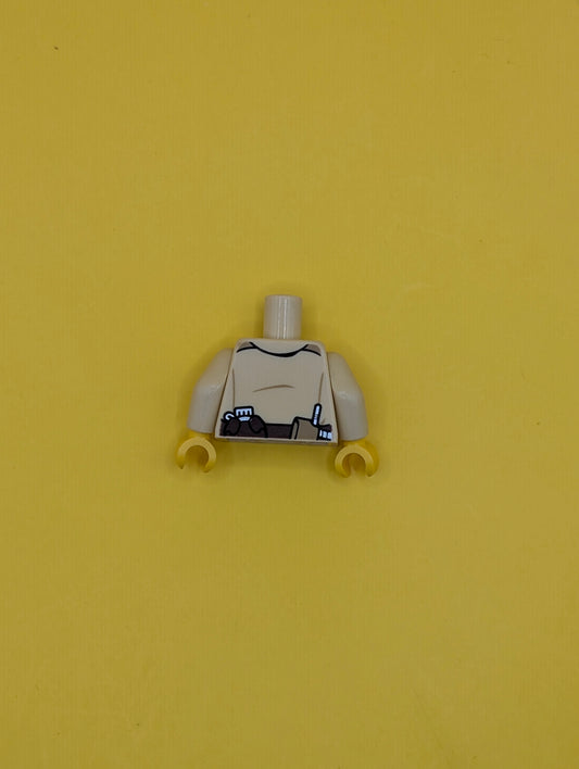 Torso Police Shirt with Pockets, Silver Radio and Badge, Brown Belt with Canteen and Phone Pattern / Tan Arms / Yellow Hands 973pb1904c01 Lego