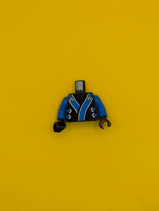Torso Ninjago Robe with Blue and Silver Sash Pattern / Blue Arms / Black Hands 973pb1385c01 Lego