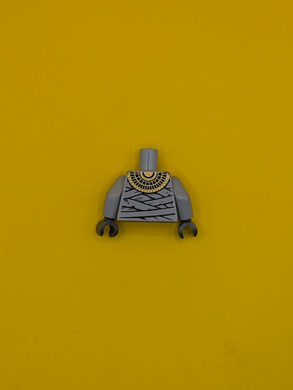 Torso Pharaoh's Quest Mummy Wrappings and Gold Necklace Pattern / Light Bluish Gray Arms / Dark Bluish Gray Hands 973pb0780c01 Lego