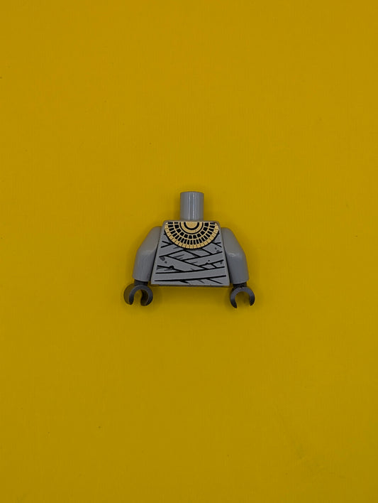 Torso Pharaoh's Quest Mummy Wrappings and Gold Necklace Pattern / Light Bluish Gray Arms / Dark Bluish Gray Hands 973pb0780c01 Lego