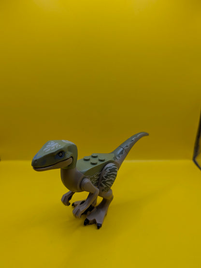 Dinosaur Raptor raptor06 Velociraptor with Olive Green Back and Tan Markings Jurassic World Lego Minifigure