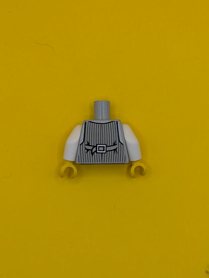 Torso Pinstripe Vest, Dark Red Tie and Pocket Watch and Back Print Pattern / White Arms / Yellow Hands 973pb1183c01