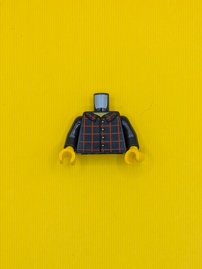 Torso Shirt Dark Red Plaid Front and Back, 4 White Buttons, Wide Yellow Neck Pattern / Dark Blue Arms / Yellow Hands 973pb2513c01