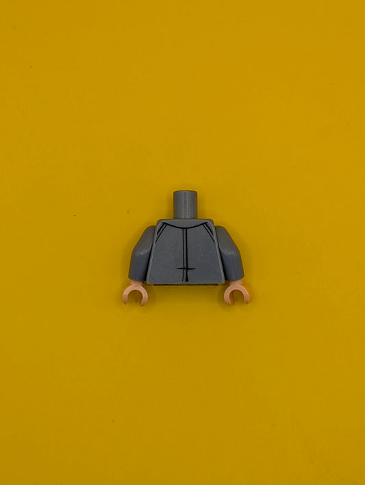 Torso Trench Coat Open with Buttons over Dark Bluish Gray Jacket and White Shirt, Gold Pendant Necklace, Light Nougat Neck Pattern / Sand Blue Arms / Light Nougat Hands 973pb3254c01 Lego