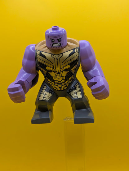 Thanos sh0896 Large Figure, Dark Bluish Gray Outfit with Gold Armor, Printed Legs, Angry Marvel Lego Minifigure