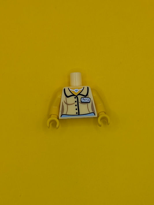 Torso Female Blouse with 'Tara' Name Tag and Heart Necklace Pattern / Yellow Arms / Yellow Hands 973pb1506c01 Lego