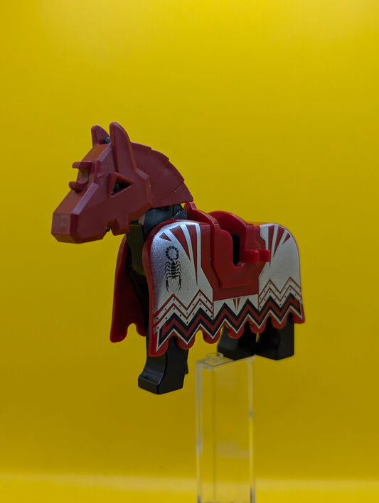 Horse 4493c01pb02 Black Eyes Circled with White, Brown Bridle Pattern With Armor Lego Minifigure
