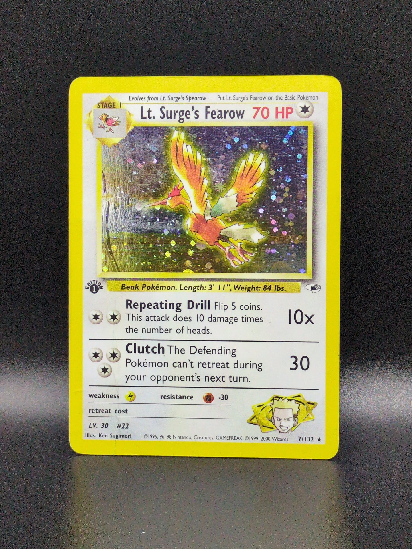#7/132 Lt. Surge's Fearow (1st Edition) Gym Heroes