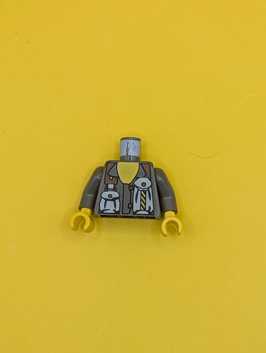 Torso Rock Raiders Two Pouches on Chest Pattern (Docs) / Dark Gray Arms / Yellow Hands 973pb0070c01 Lego