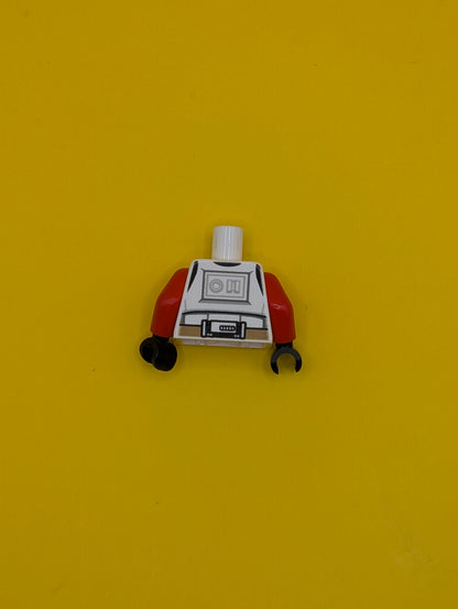 973pb2203c01 Torso SW Armor Stormtrooper, Detailed Armor with Red Marking without Shoulder Belts Pattern / Red Arms / Black Hands Lego Part