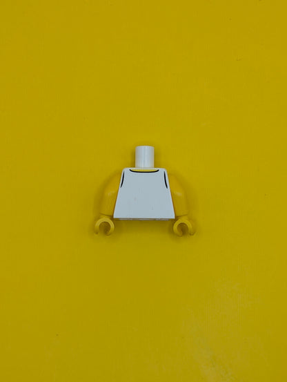 973pb3572c01 Torso Tank Top with Dark Azure Sailboat with Bright Pink and White Stripes in Circle, Yellow Neck Pattern / Yellow Arms / Yellow Hands Lego Part