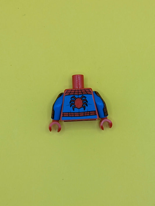 Torso Spider-Man Costume 12 Black Spider, Black Webbing, Blue Vest and Belt Pattern / Blue Arms with Red Patch and Black Webbing Pattern / Red Hands 973pb4166c01 Lego