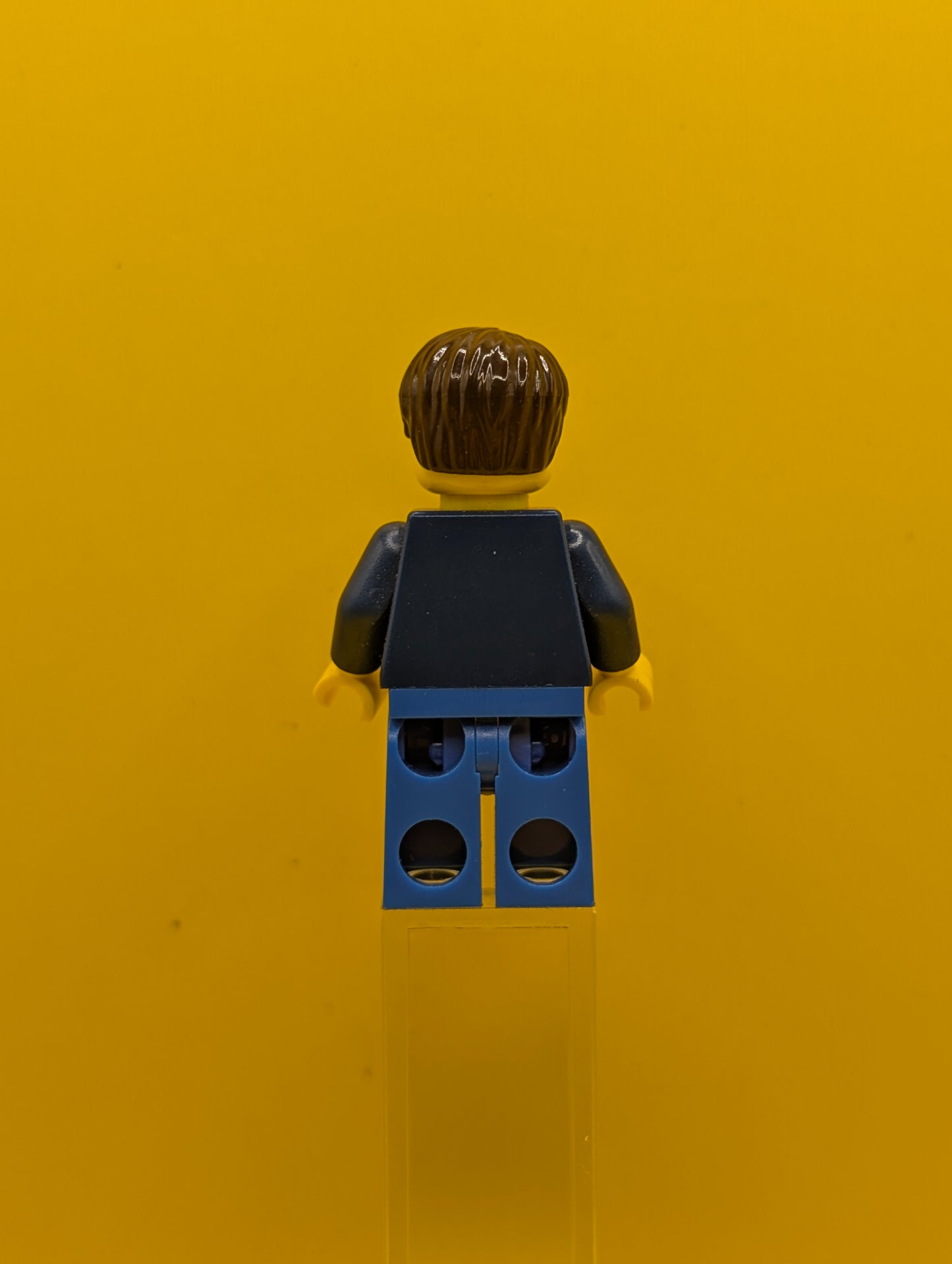 Plaid Button Shirt cty0177 Blue Legs, Dark Brown Short Tousled Hair, Lopsided Grin with Teeth City Lego Minifigure