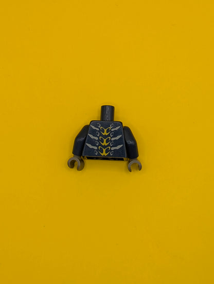 973pb1034c01 Torso Ninjago Snake with Yellow and Light Blue Scales Pattern / Dark Blue Arms / Dark Bluish Gray Hands Lego Part