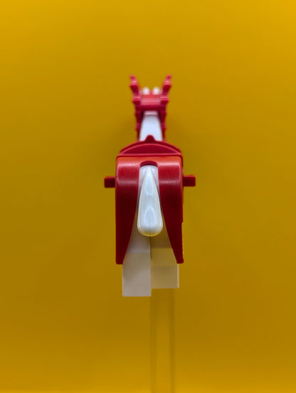 White Horse w/ Battle Helmet and Red Barding 2490px3 Animal Part Lego