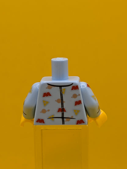 973pb3648c01 Torso Shirt with Space Theme Logos and Dark Bluish Gray T-Shirt Pattern / Bright Light Blue Arms with Space Themes Logos Pattern / Yellow Hands Lego