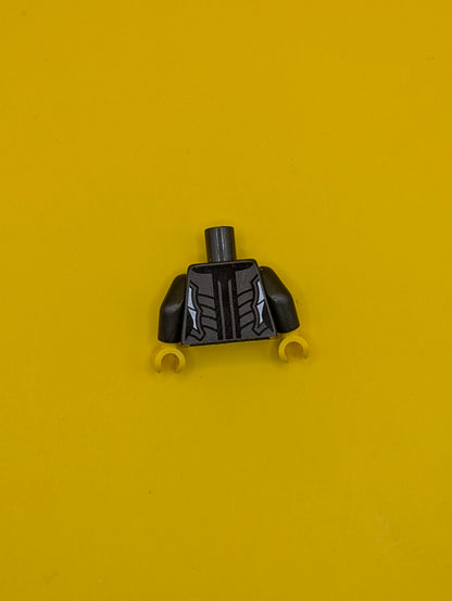 973pb2989c01 Torso Ninjago Female Armor with Three Large Silver Clasps Pattern / Pearl Dark Gray Arms / Yellow Hands Lego Part