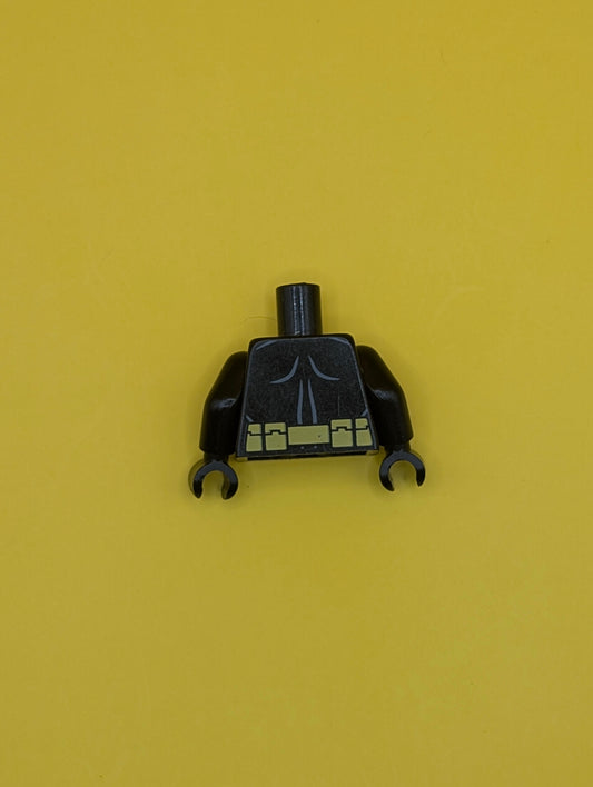 Torso Batman Suit with Bat in Yellow Oval Logo, Utility Belt with Pouches, Dark Bluish Gray Muscles Outline Pattern / Black Arms / Black Hands 973pb0982c01 Lego