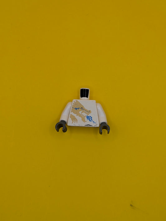 Torso Ninjago Gold Dragon Front and Gold Lion and 'ZANE' Back Pattern / White Arms / Black Hands 973pb0831c01 Lego