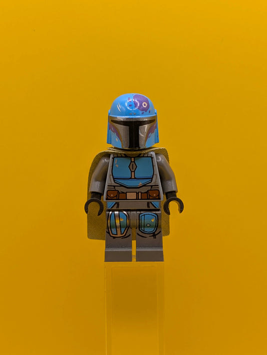Mandalorian Tribe Warrior sw1080 Male, Olive Green Cape, Dark Azure Helmet Star Wars Lego Minifigure