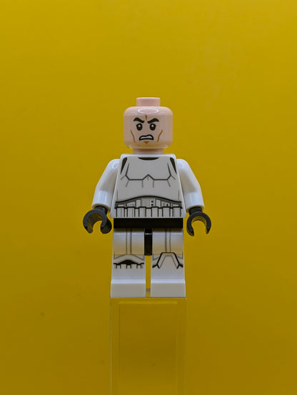 Imperial Stormtrooper sw0997a Male, Dual Molded Helmet with Black Panels on Back, Light Nougat Head, Scowl Star Wars Lego Minifigure