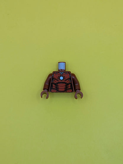 973pb4389c01 Torso Armor with White Circle Arc Reactor, Red Panels, Gold Trim on Back Pattern (Iron Man Mark 3) / Dark Red Arms / Dark Red Hands Lego Part