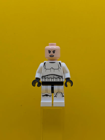 Imperial Stormtrooper sw1168 Female, Dual Molded Helmet with Light Bluish Gray Panels on Back, Light Nougat Head, Angry Smile Star Wars Lego Minifigure