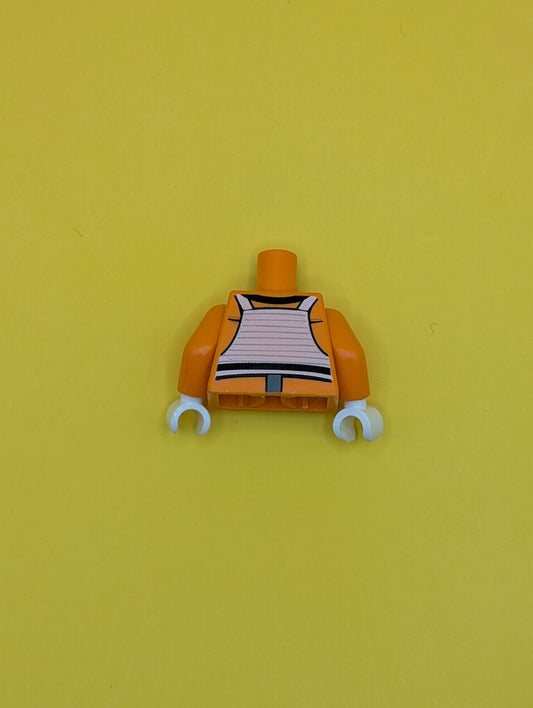 Torso SW Rebel Pilot with Black Belt with Buckle on Back Pattern / Orange Arms / White Hands 973pb1316c01 Lego
