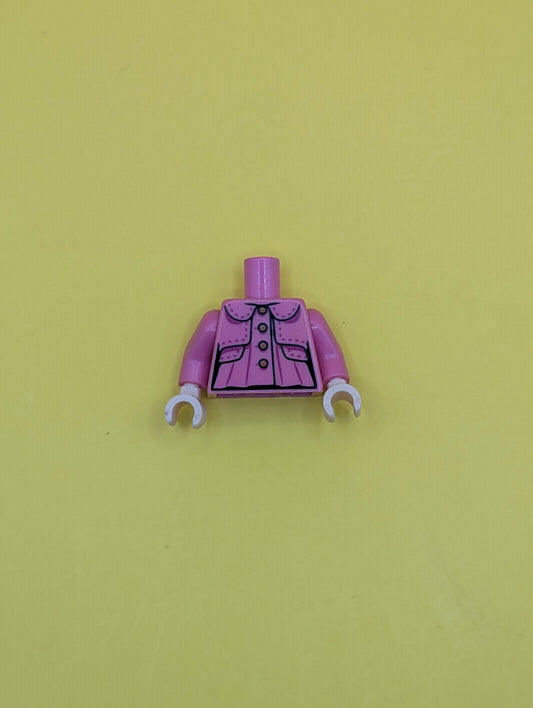 Torso Female Top with Collar, Shrug, Medium Nougat Buttons, Magenta Stitching and Gathers Pattern / Dark Pink Arms / Light Nougat Hands 973pb3241c01 Lego