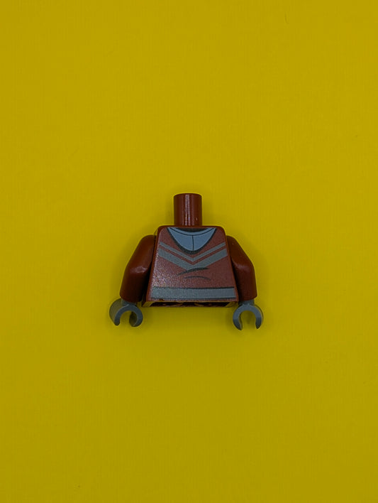 Torso Hooded Sweatshirt, Pockets and Dark Bluish Gray Markings Pattern / Dark Red Arms / Dark Bluish Gray Hands 973pb3903c01 Lego
