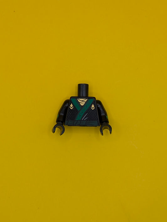 Torso Ninjago Robe with Gold Scarf and Diamonds, Green Sash and Emblem Pattern / Black Arms with Diamonds and Green Cuffs Pattern / Black Hands 973pb2785c01 Lego