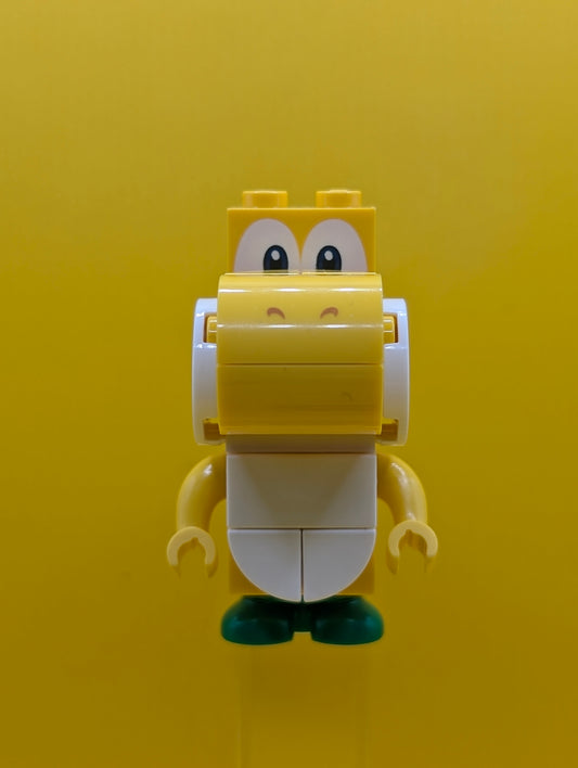 Yellow Yoshi mar0100 White Tile, Round 1 x 1 Quarter on Front Mario Lego Minifigure