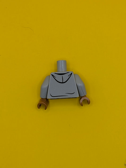 Torso Hoodie Open with Pockets and Dark Bluish Gray Drawstrings over Dark Red Shirt Pattern / Light Bluish Gray Arms / Medium Nougat Hands 973pb2066c03 Lego