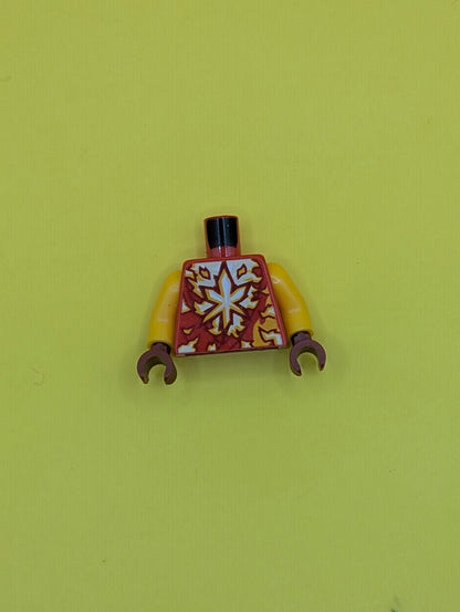 Torso Tunic, White and Bright Light Orange Energy, Ninjago Logogram Letter K Pattern / Bright Light Orange Arms / Dark Red Hands 973pb4631c01 Lego